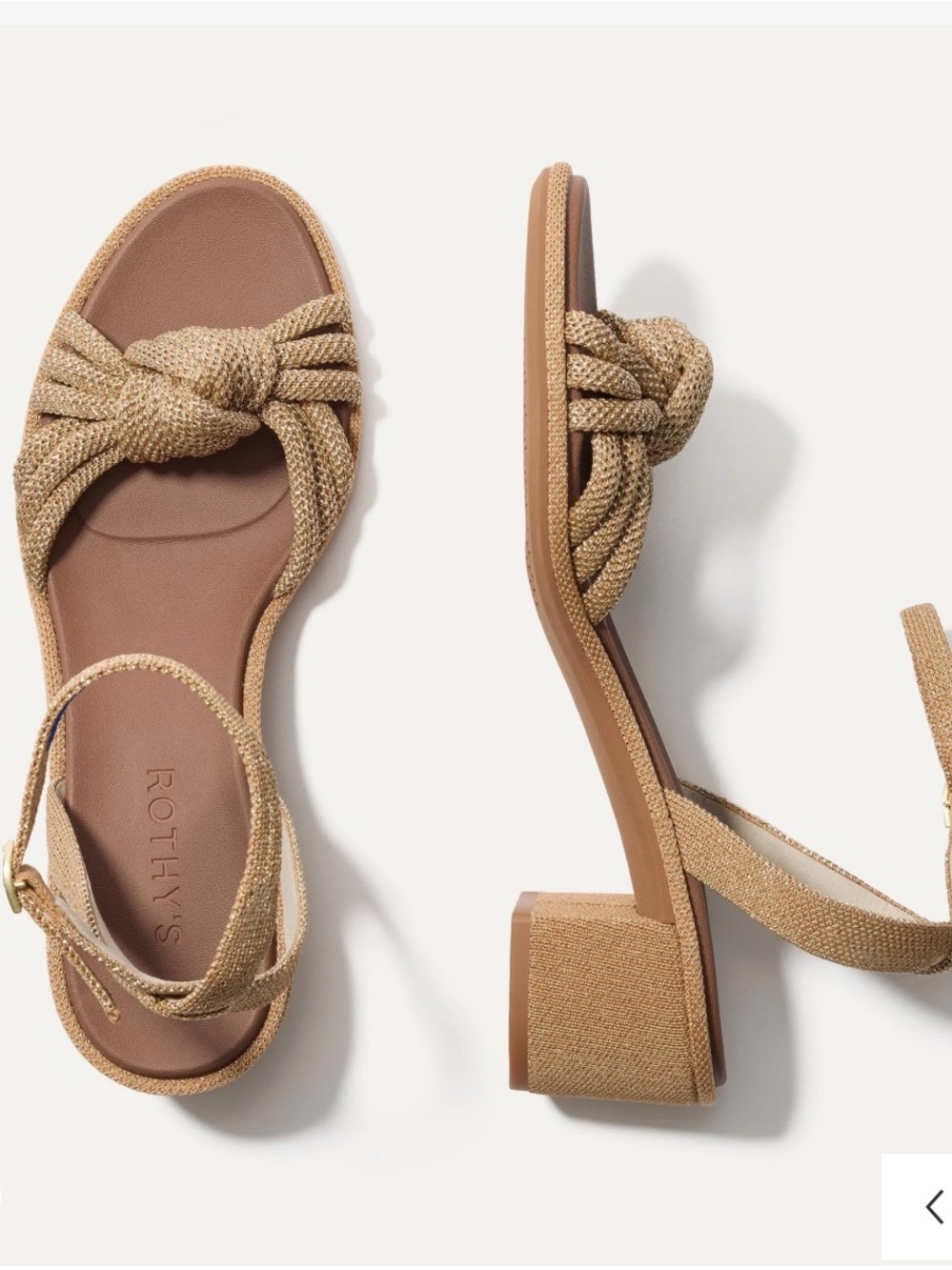 Rothy's Women's Knotted Strap Block Heel Sandals in Golden